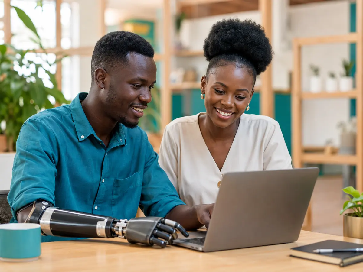 Young Black African adults reviewing an opportunity together in Uganda